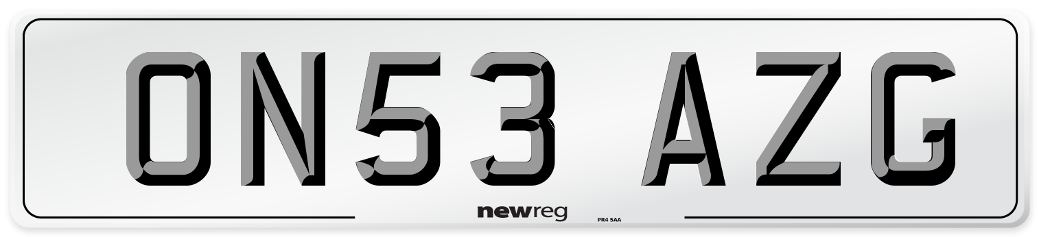 ON53 AZG Number Plate from New Reg